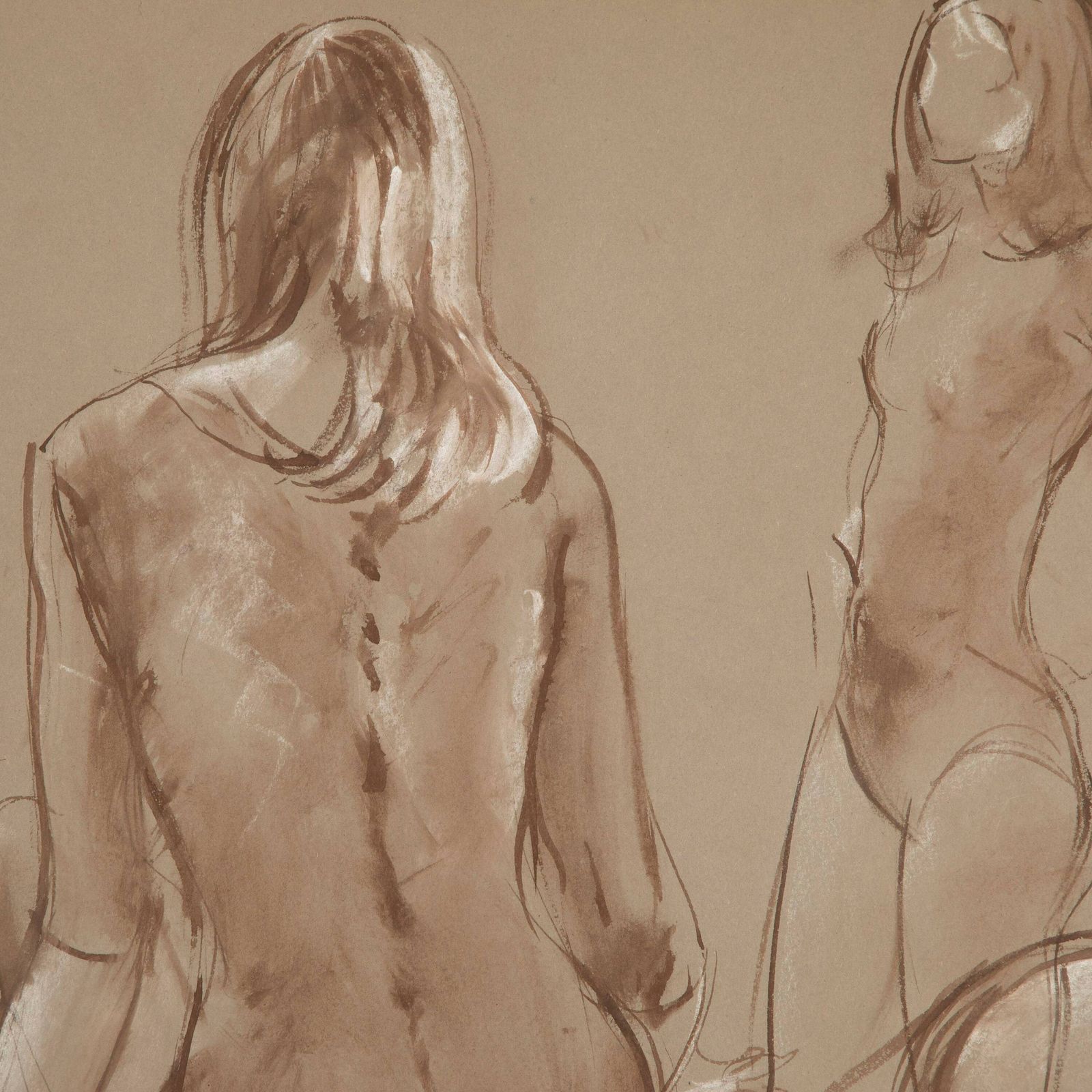 Fabulous Signed Female Nude Study By Derrick Latimer Sayer photo vinterior