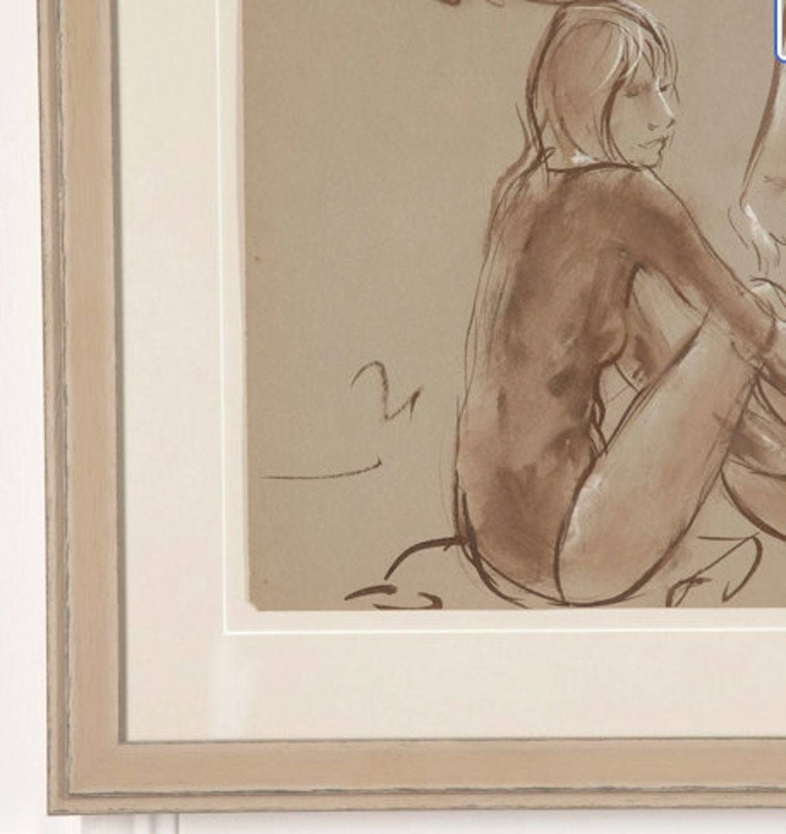 Fabulous Signed Female Nude Study By Derrick Latimer Sayer, Pastel Wash photo furniture