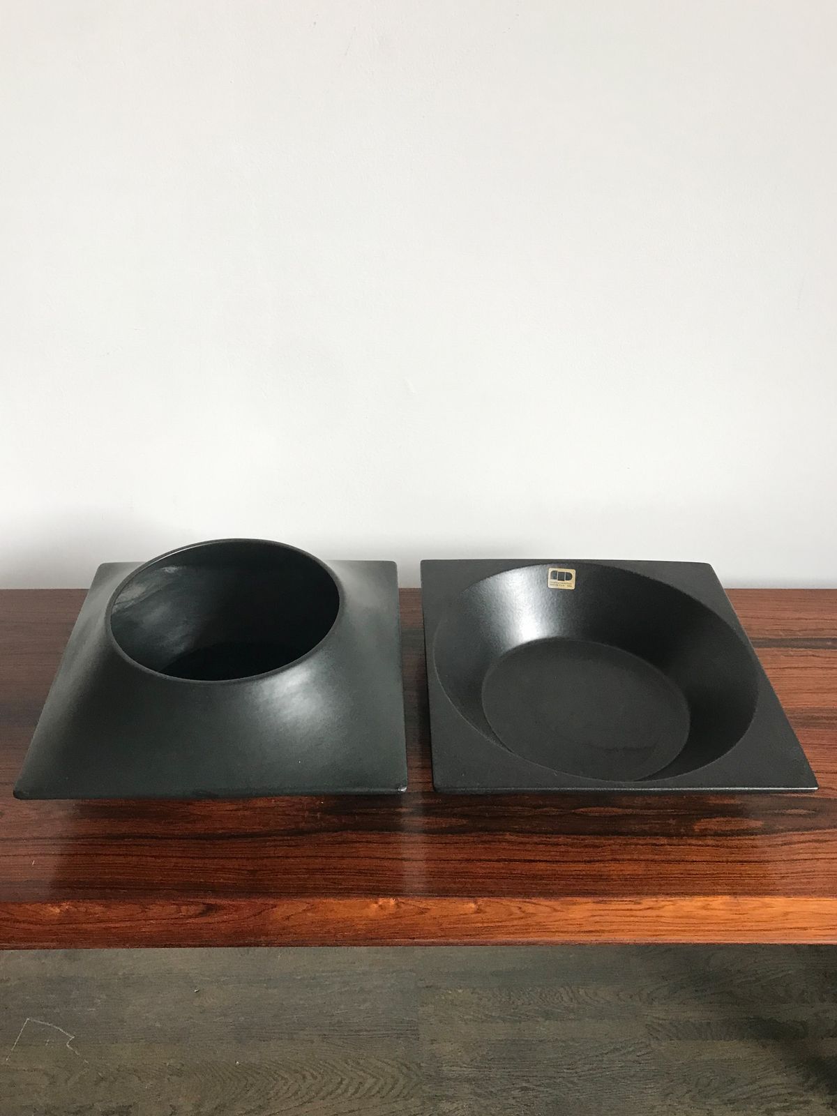 Franco Pozzi Italian Black Ceramic Vase Centerpiece 1960s photo for sale