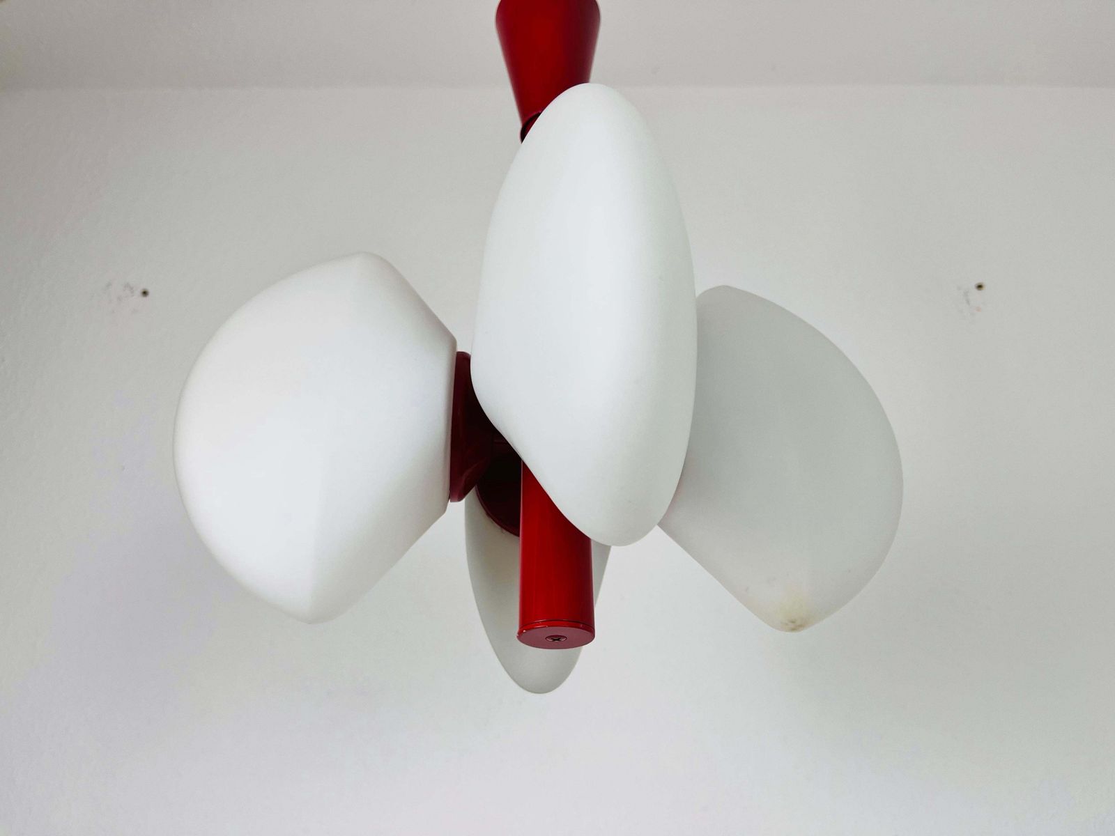 Mid Century Modern Red Kaiser 4 Arm Space Age Chandelier 1960s Germany photo Lighting