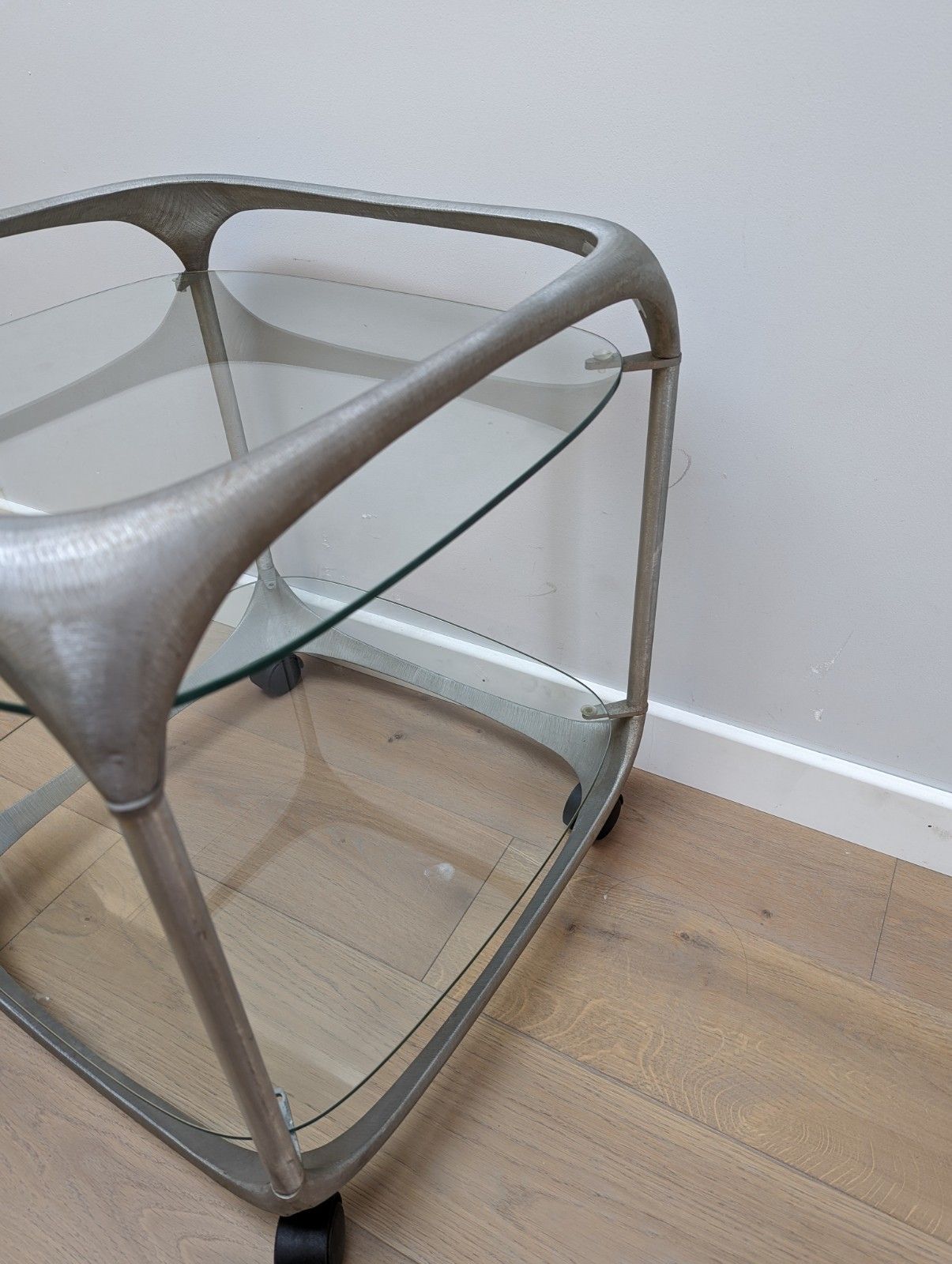 Mid Century Side Table By Lorenzo Burchiellaro In Aluminium With Glass Shelves photo 1500.0