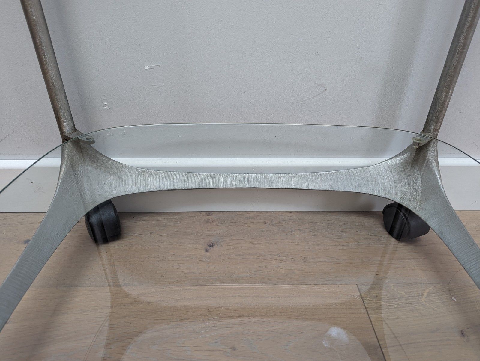 Furniture Mid Century Side Table By Lorenzo Burchiellaro In Aluminium With Glass Shelves photo