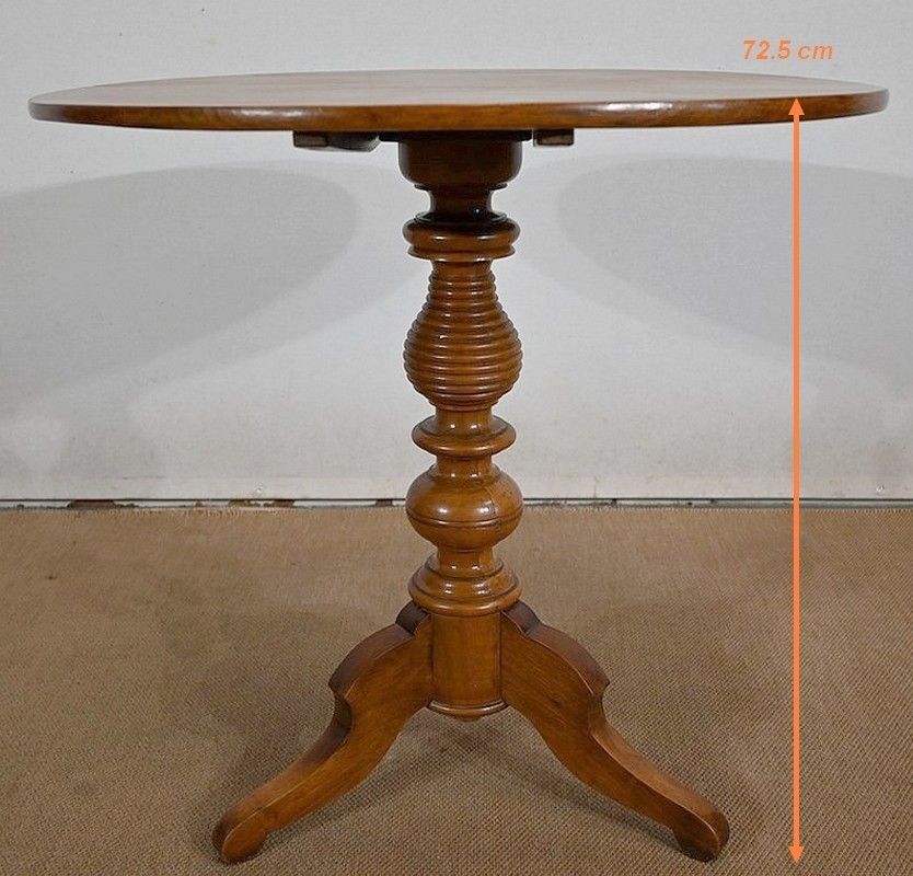 photo vintage Pedestal Table In Solid Walnut, Louis Philippe Style   2nd Half Of The 19th Century