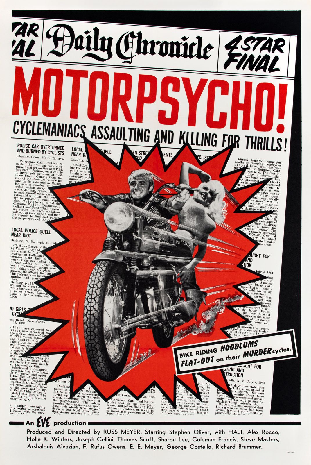 'Motorpsycho' Original Vintage Film Poster, American, 1965