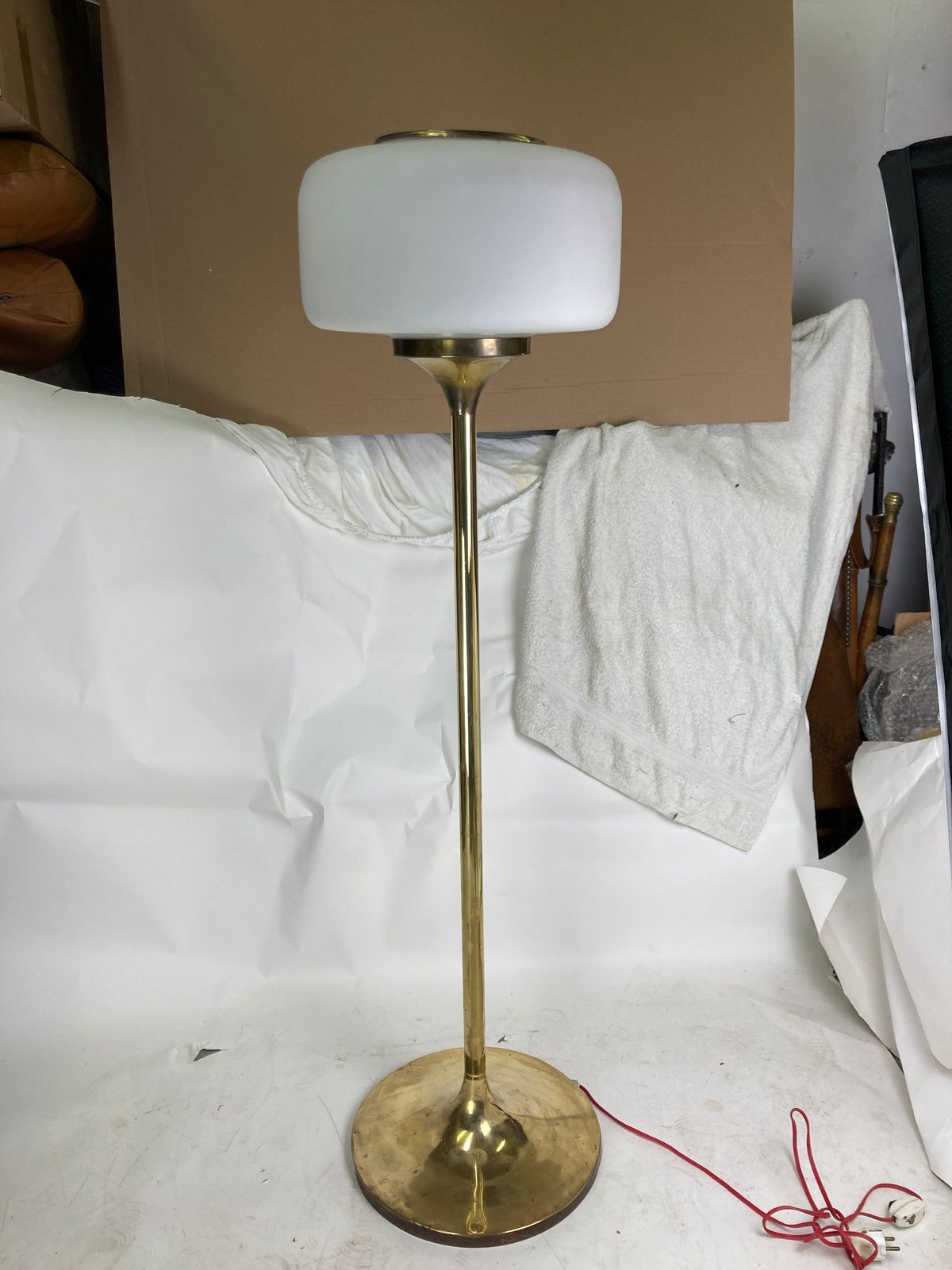 Patinated Brass Art Deco Low Floor Lamp, 132cm photo 866.32