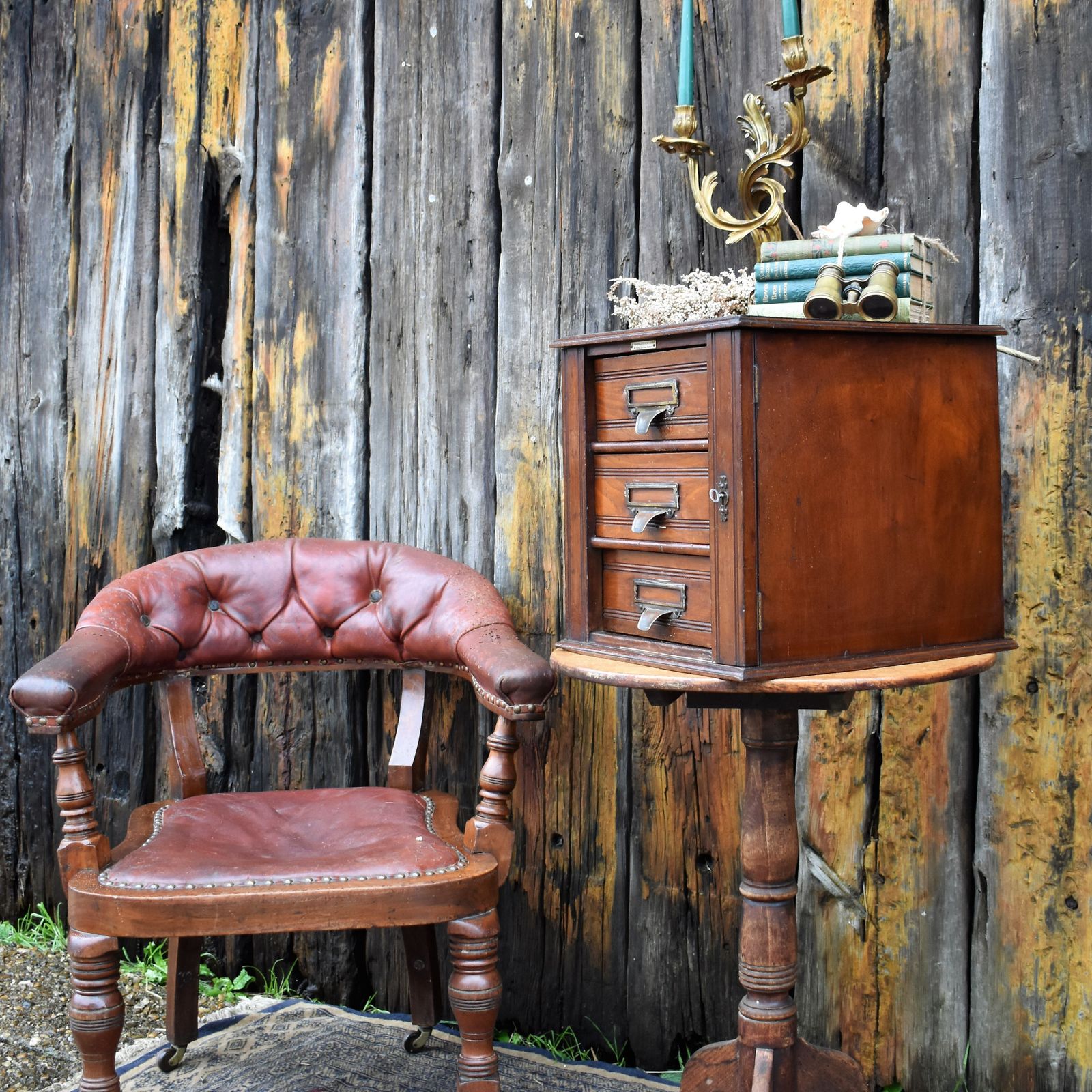 Antique Shannon Desk Top Oak Filing Cabinet Collectors Storage Bank Of Drawers photo vinterior
