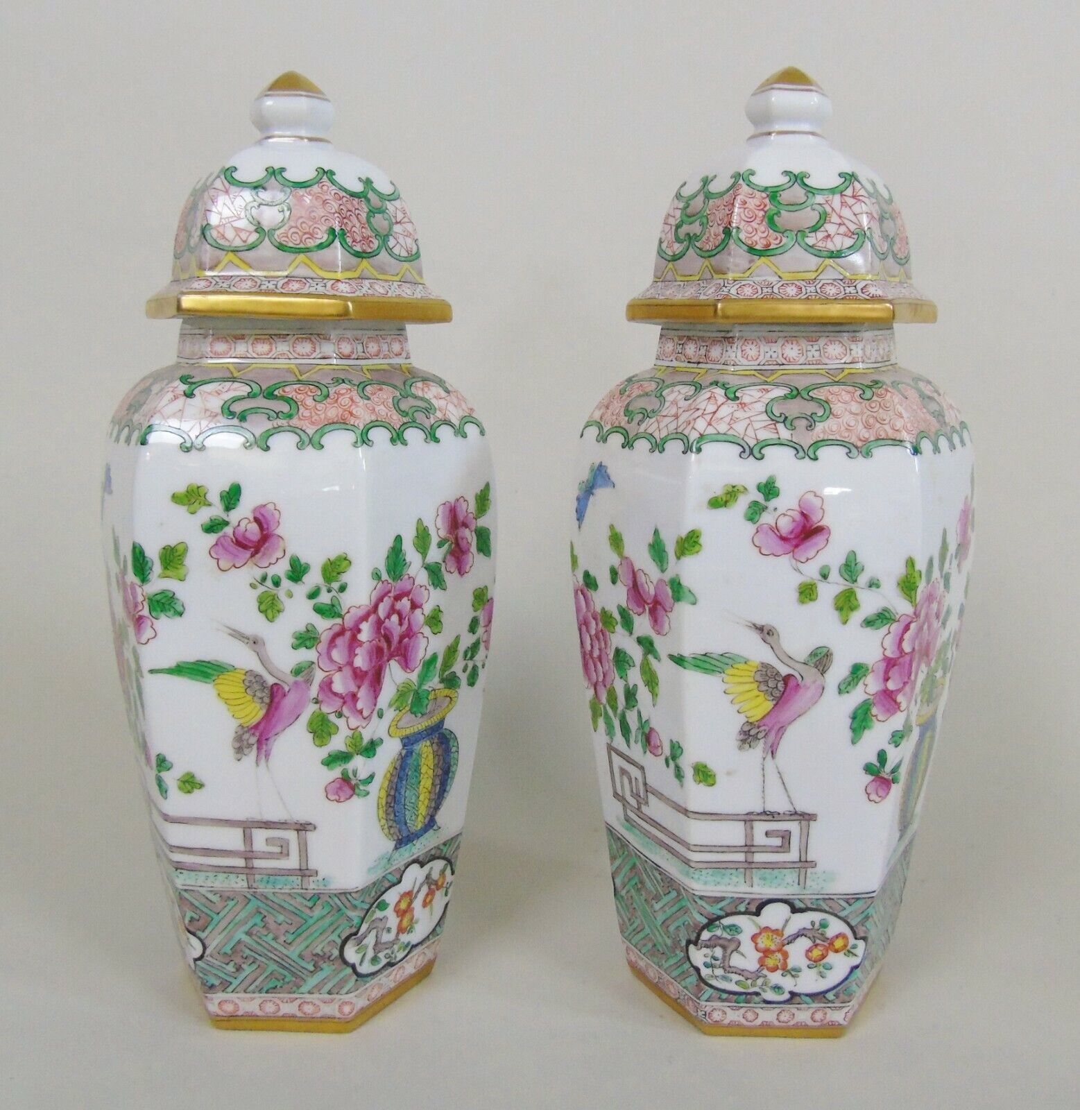 Pair Of Famille Rose Chinese Porcelain Vases photo furniture