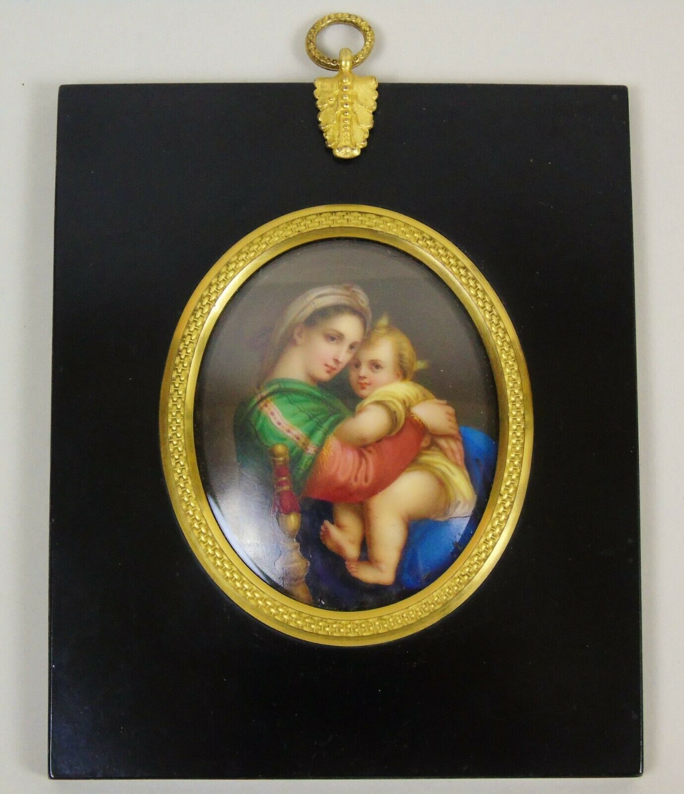 Antique Porcelain Plaque Madonna Della Segiola
