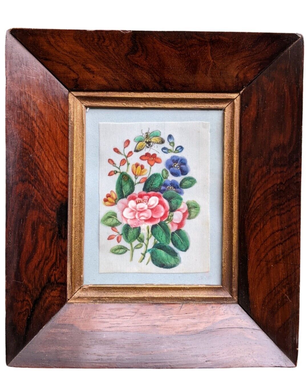 Antique Chinese Painting On Silk Butterfly And Blossoms 19th Century photo furniture