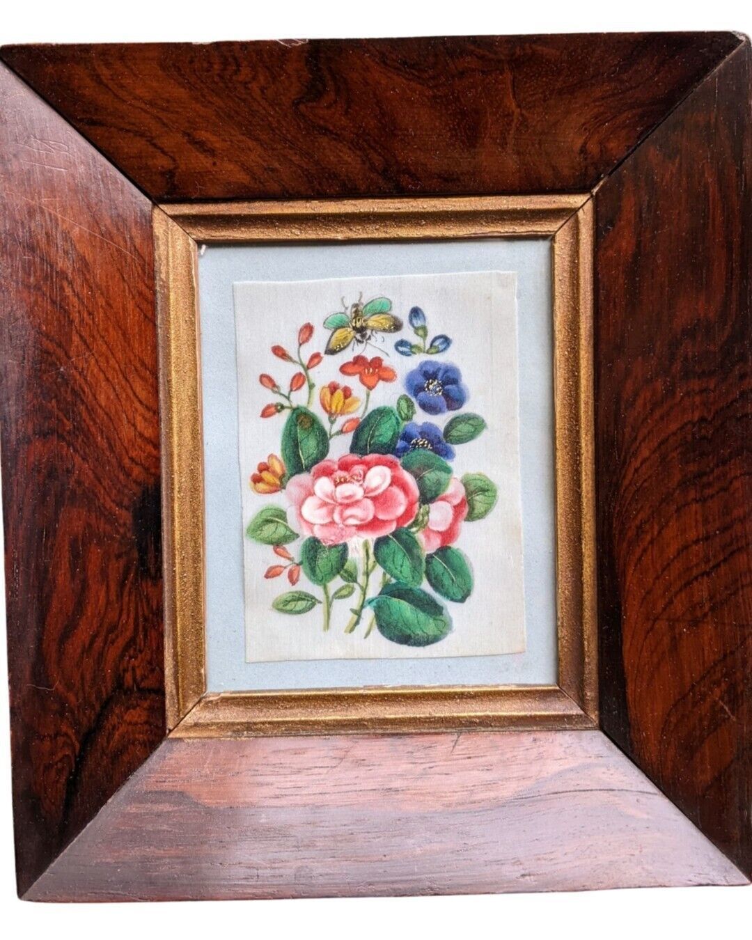 Antique Chinese Painting On Silk Butterfly And Blossoms 19th Century photo for sale
