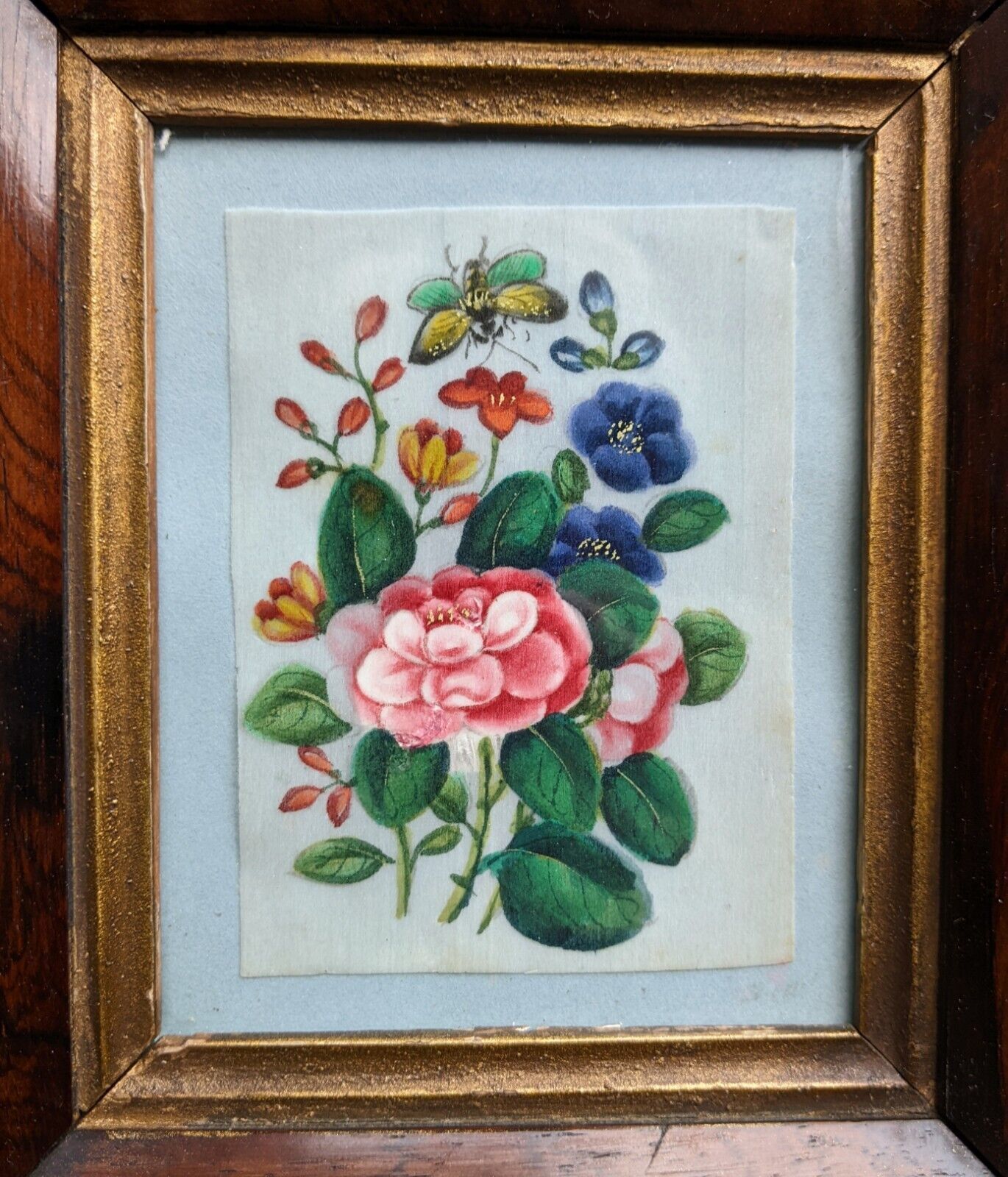 Antique Chinese Painting On Silk Butterfly And Blossoms 19th Century photo 345.0