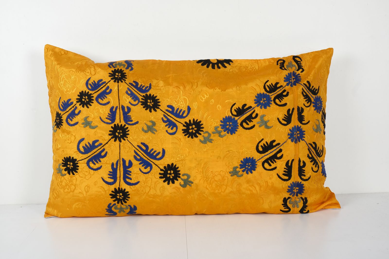 Tashkent Suzani Bedding Pillow Case Made From A 19th Century Suzani   Faded Yellow Uzbek Cushion Cover   Tribal Home Decor 24'' X 40''