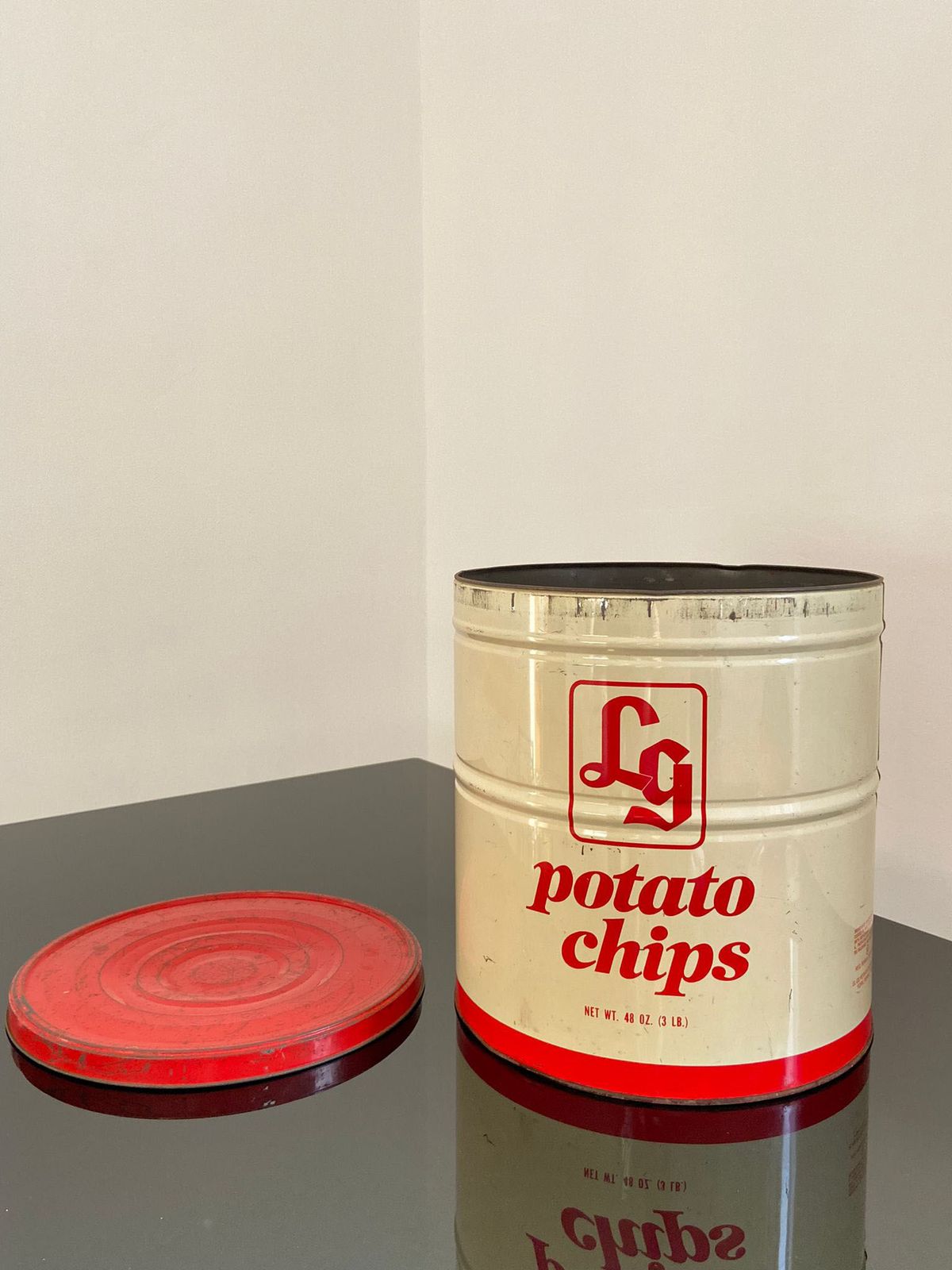 Scatola In Latta Vintage Potato Chips Lg, In Buono Stato Di Conservazione