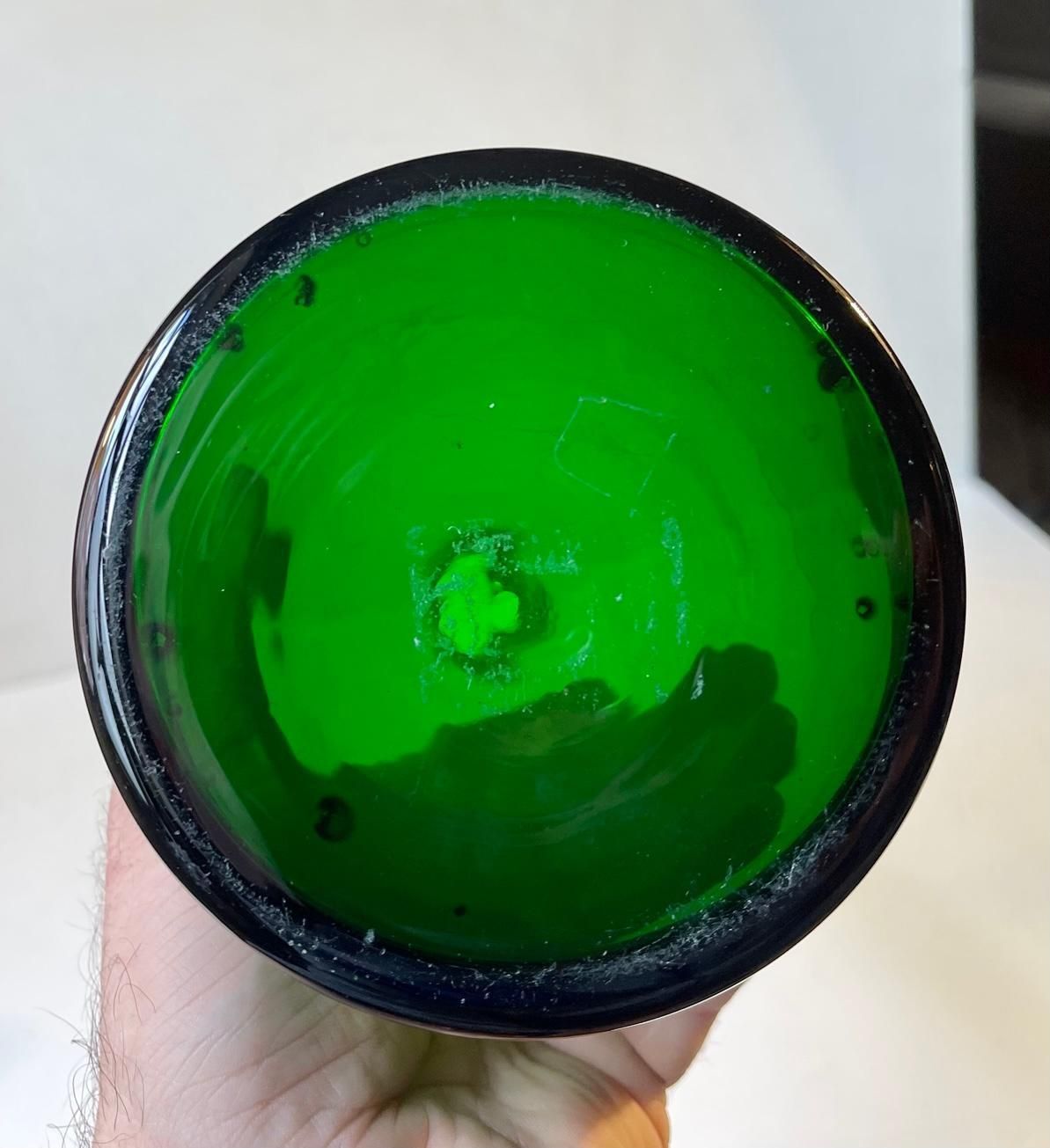Green Danish Diablo Glass Vase By Per Lütken For Holmegaard 1960s photo vinterior