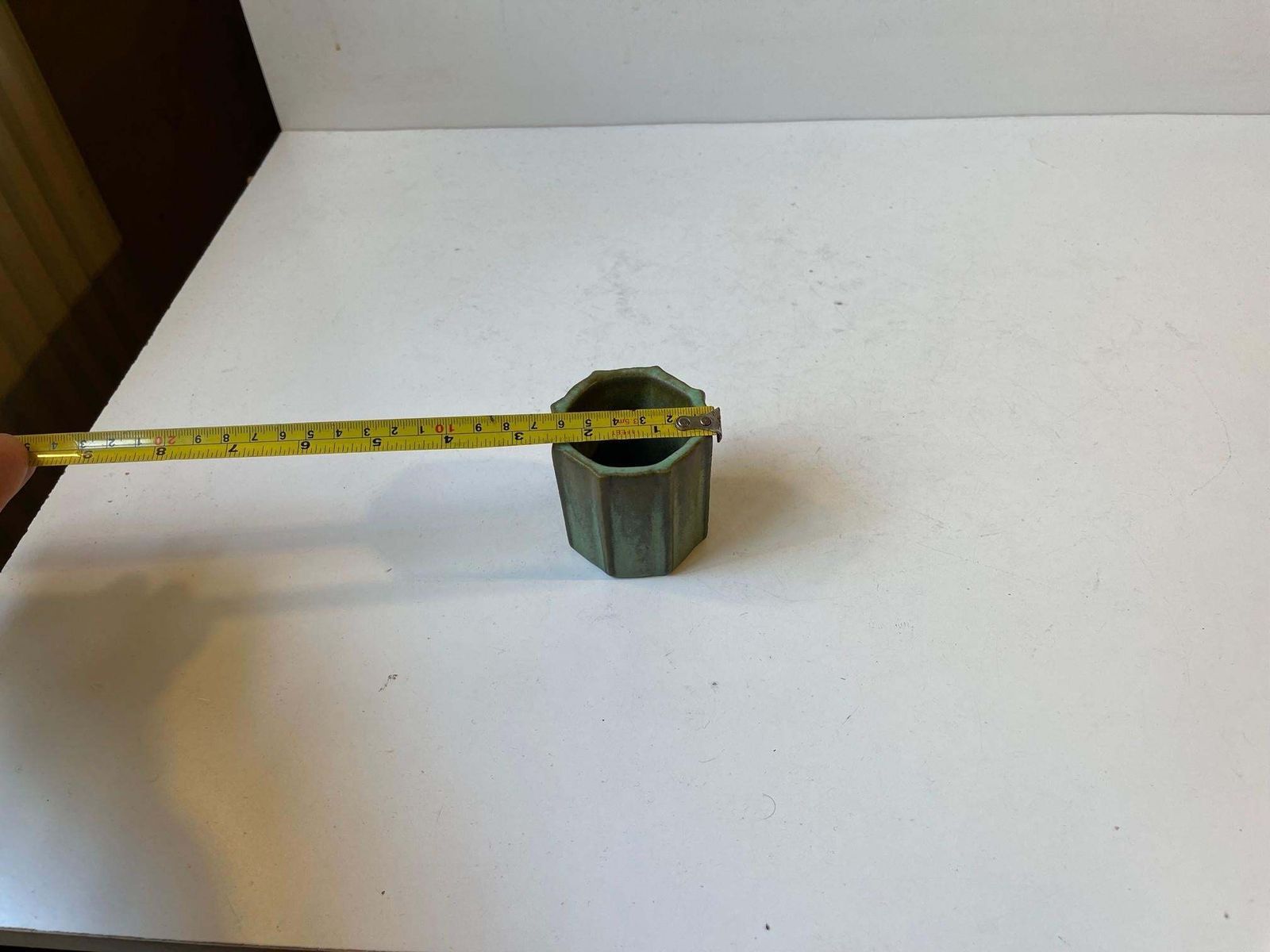 Fluted Art Deco Vase In Green Glazes In The Manner Of Arne Bang photo buy