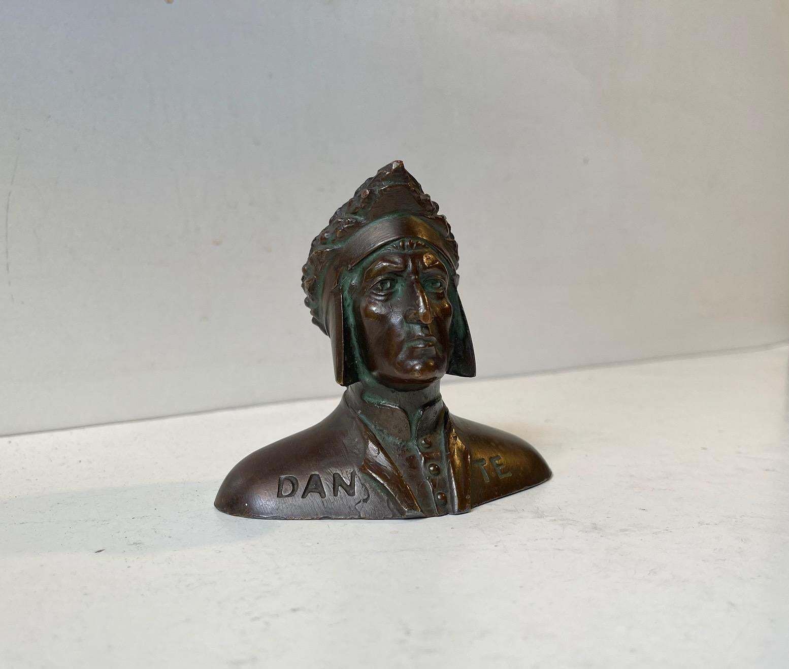 Dante Alighieri Small Bronze Bust  Grand Tour 19th Century photo for sale