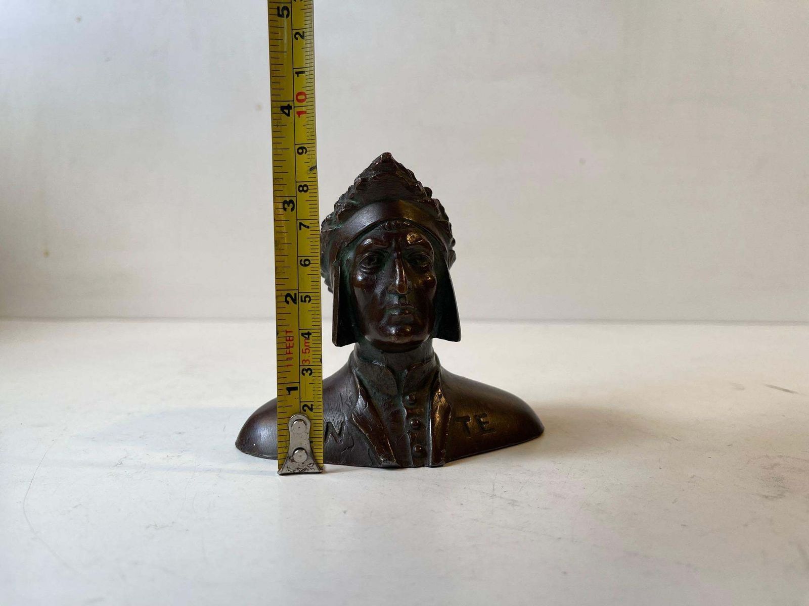 Dante Alighieri Small Bronze Bust  Grand Tour 19th Century photo vintage