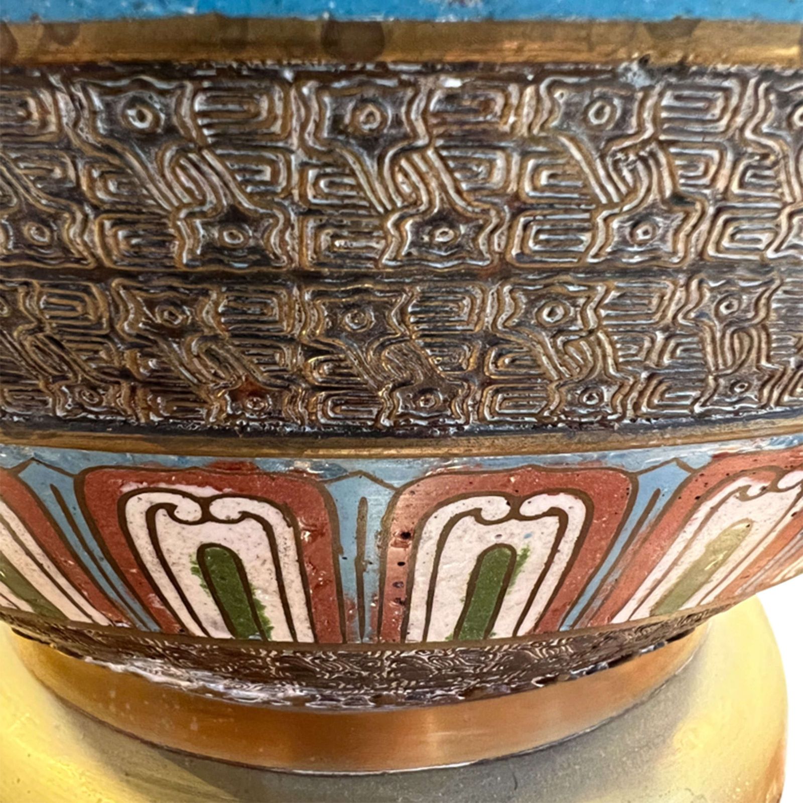 Japanese 1920s Enamel And Brass Jardiniere photo 950.0