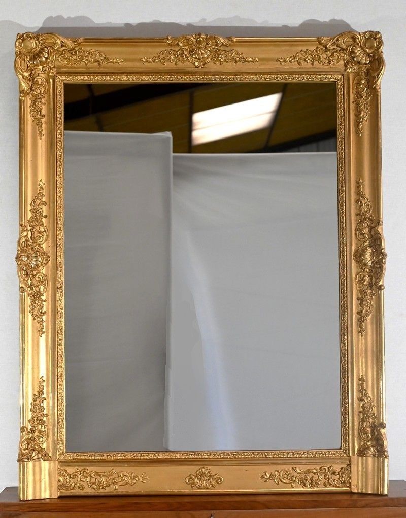 Gilded Wood Fireplace Mirror, Restoration Period   Early 19th Century photo furniture