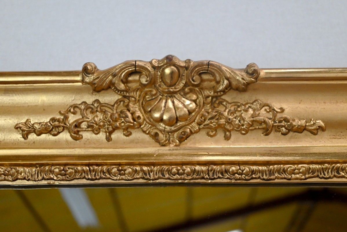 Gilded Wood Fireplace Mirror, Restoration Period   Early 19th Century photo vinterior