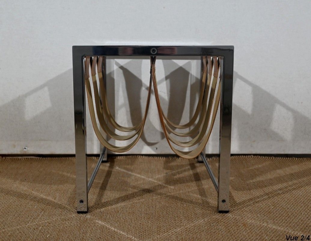 Magazine Rack In Leather And Chrome “Novatrend” – Xxth photo buy