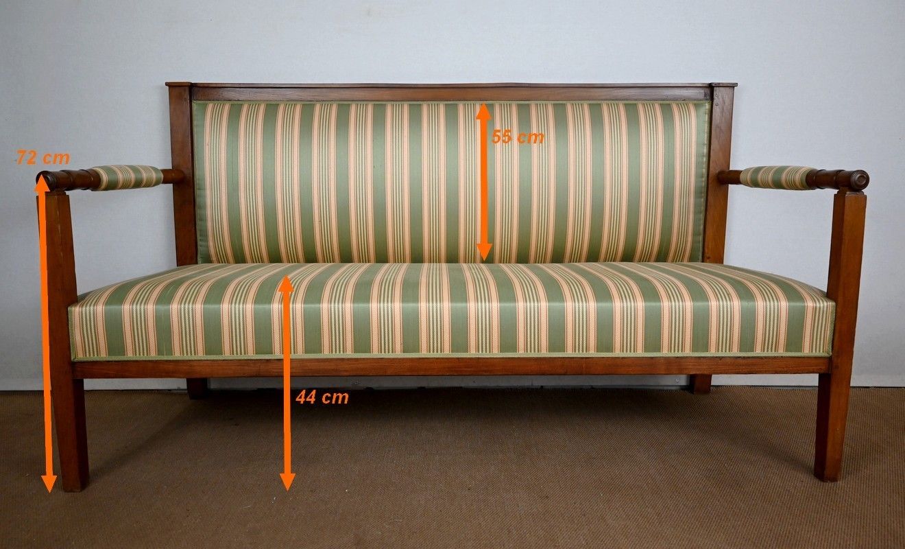 photo vintage 3 Seater Bench In Cherry, Directoire Style – 1st Part Of The 19th Century