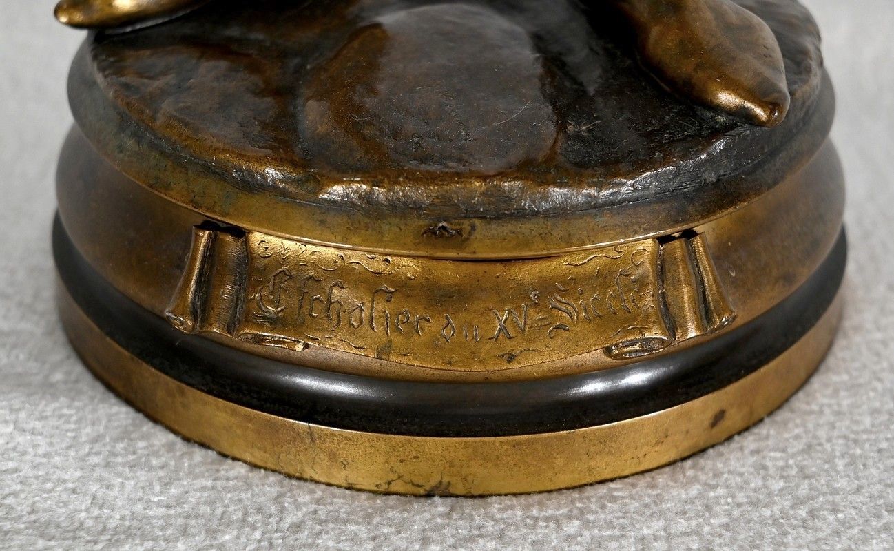 photo for sale Bronze "Scholier Of The 15th Century", By Friedrich Beer   Late 19th Century