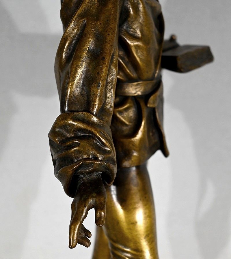 photo vinterior Bronze "Scholier Of The 15th Century", By Friedrich Beer   Late 19th Century