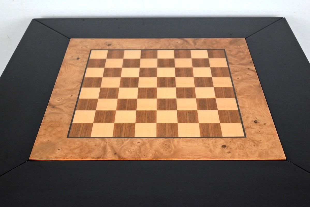 Set Of Games Table, Chessboard And Pair Of Paul Michel Chairs – 1970 photo vinterior