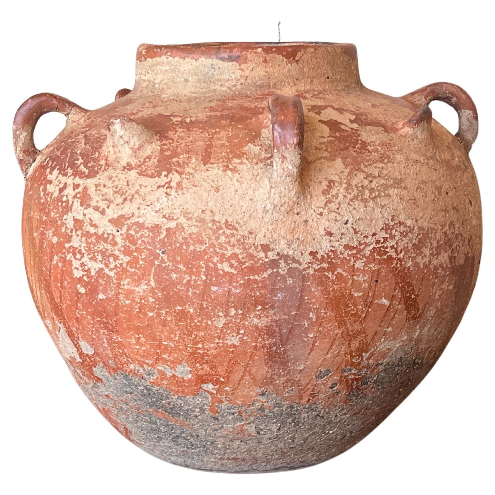18th Century Terracotta Vessel, Vase, Planter With Four Handles