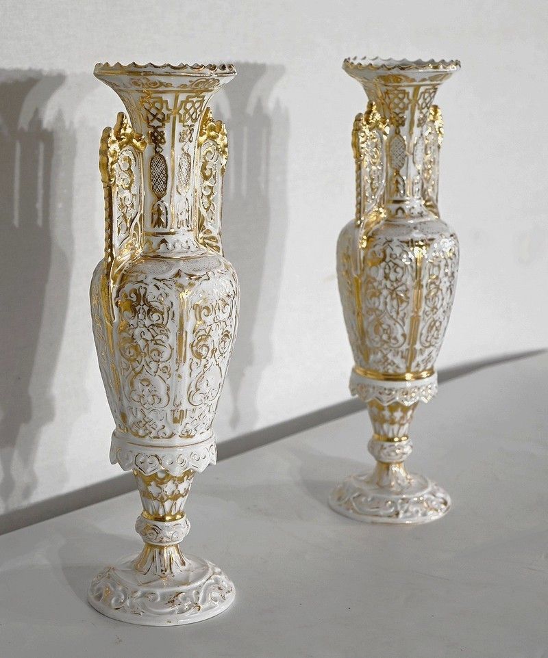 Pair Of Paris Porcelain Vases   Late 19th Century photo furniture