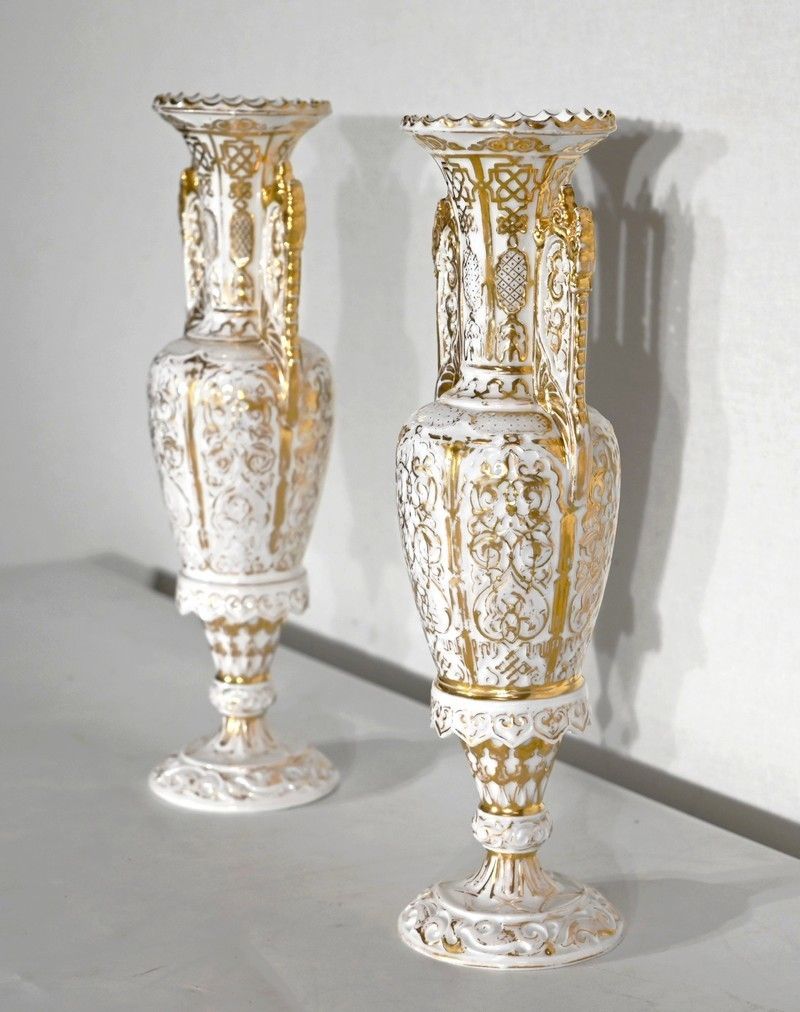 Pair Of Paris Porcelain Vases   Late 19th Century photo for sale