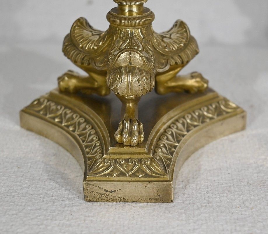 Home Decor Pair Of Bronze Candlesticks, Restoration Period   Early 19th Century photo