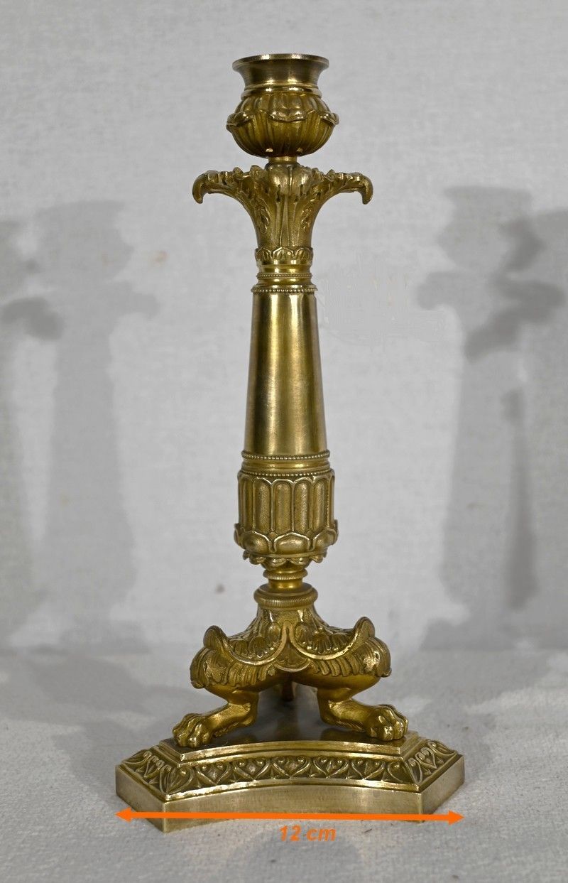photo vintage Pair Of Bronze Candlesticks, Restoration Period   Early 19th Century