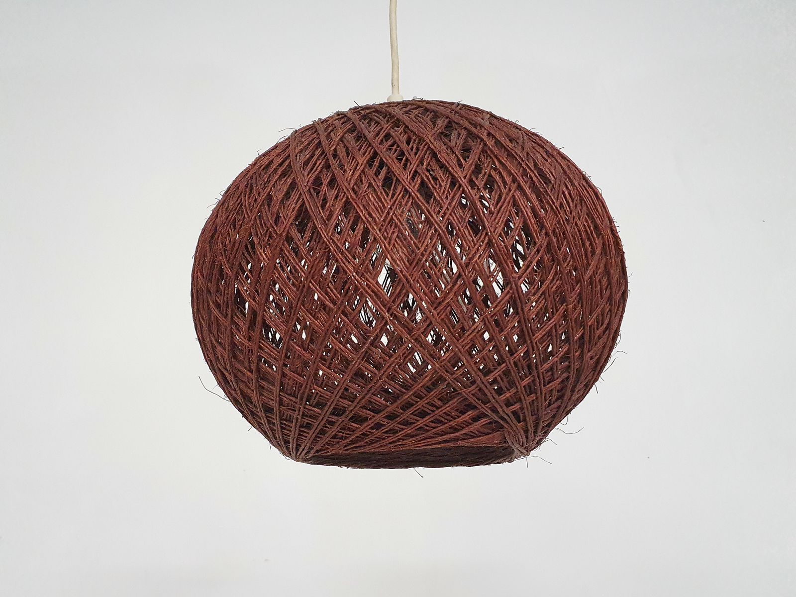 Vintage Pendant Light In Brown Rope, The Netherlands 1960's photo Lighting