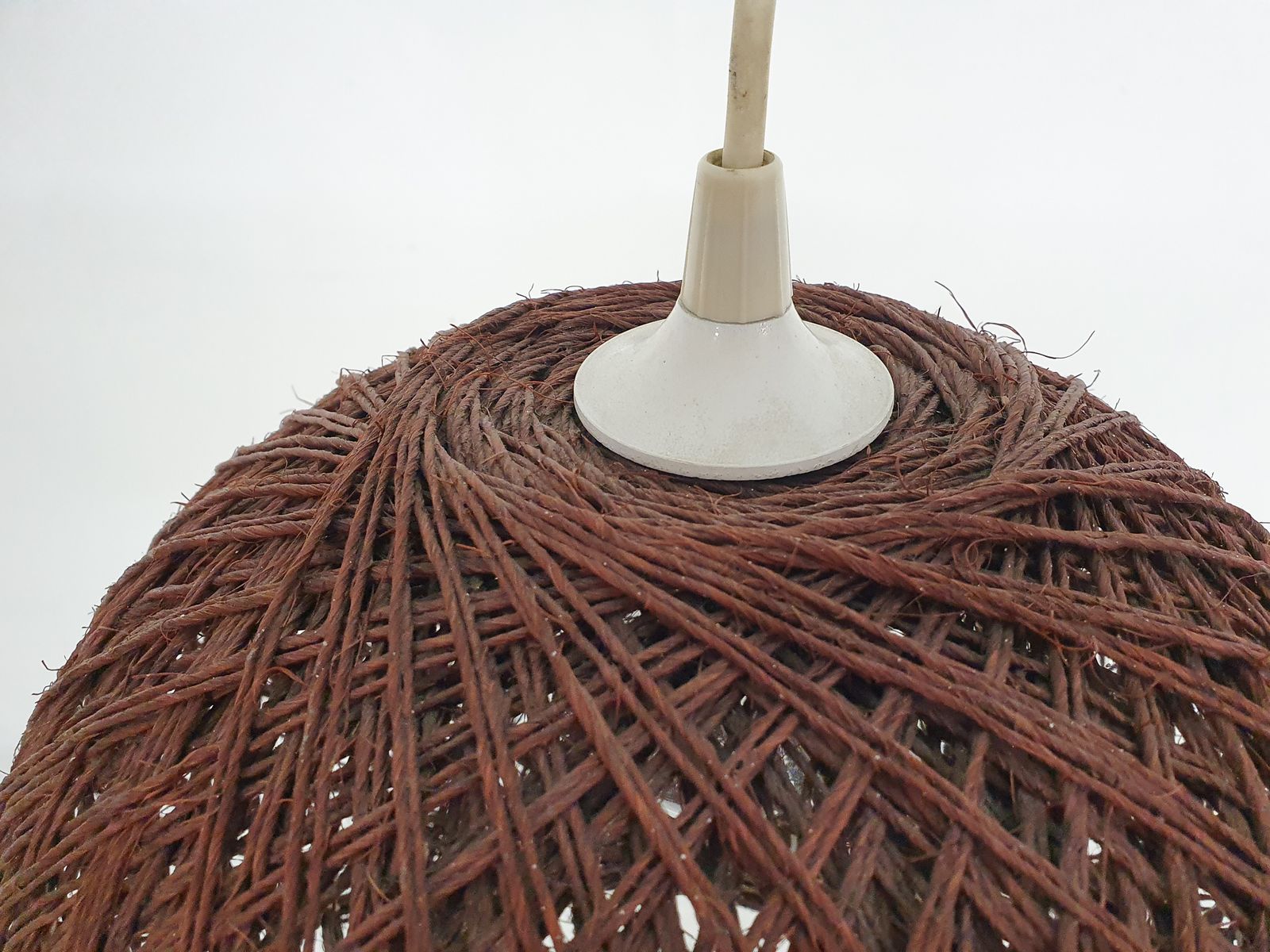 Vintage Pendant Light In Brown Rope, The Netherlands 1960's photo 247.10399999999998