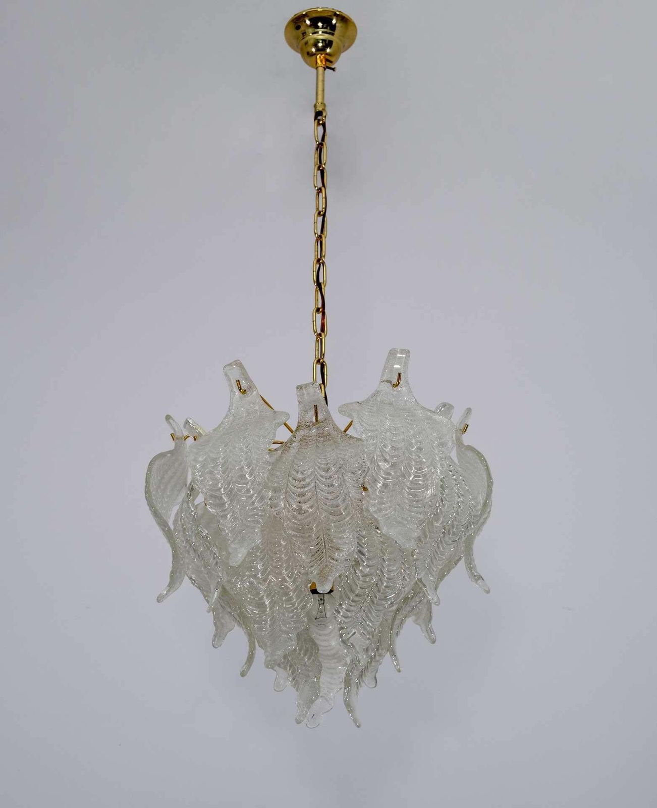 Mazzega Mid Century Modern Murano Glass Leaves Chandelier, 1970s photo furniture