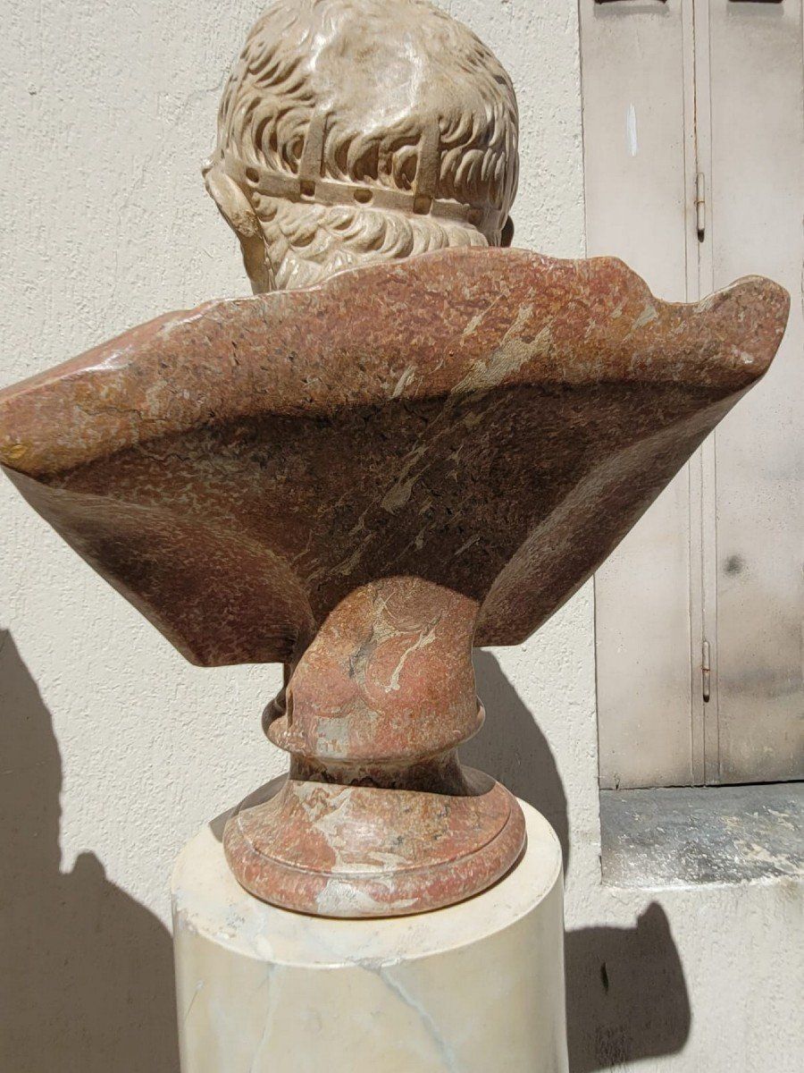 Bust Of Roman Emperor (Otho?) On Column, Patinated Stucco, 20th Century photo furniture