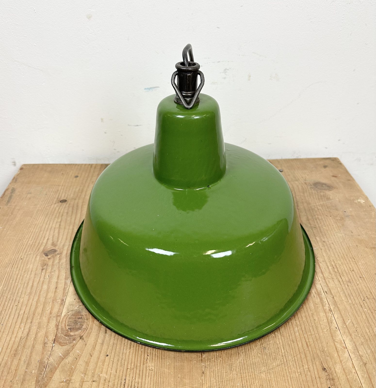 199.0 Industrial Green Enamel Factory Lamp From Zaos, 1960s, 14x photo