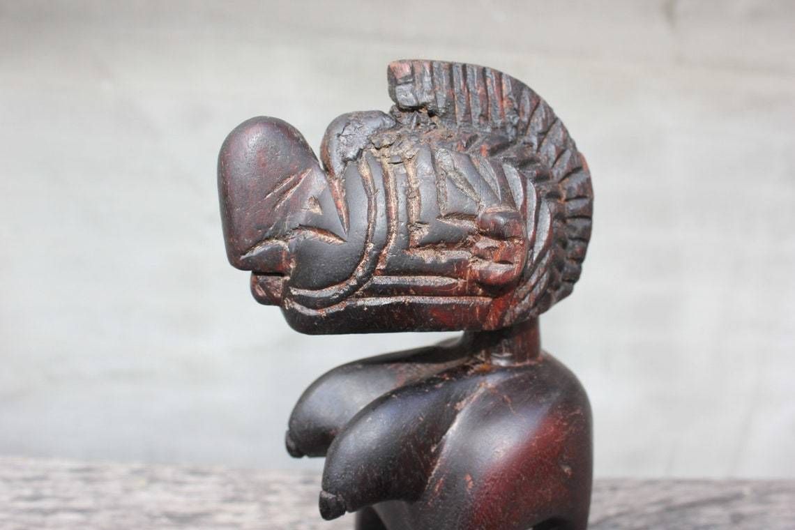 Vintage Tribal African Statue Baga Nimba Carved Wood Figurine Guinea Religious Collectible Art photo buy