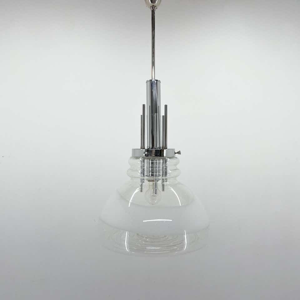 1960's Murano Glass & Chrome Pendantby Mazzega In Carlo Nason Style, Italy photo furniture