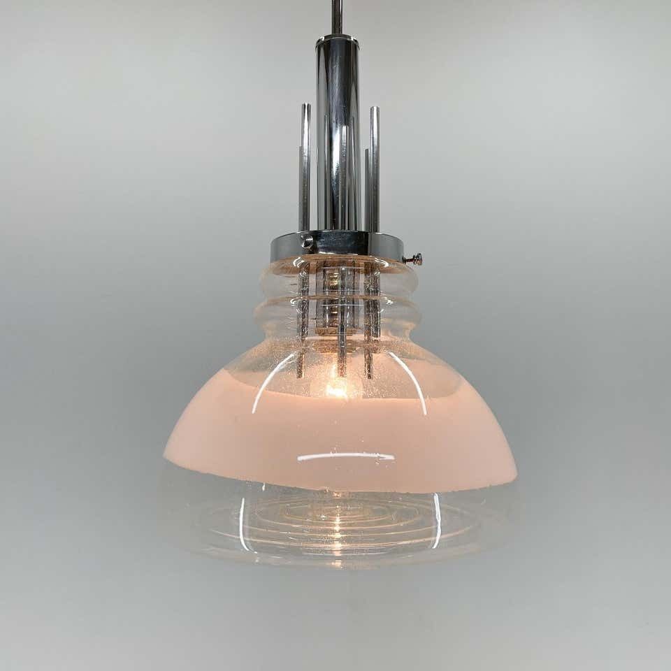 1960's Murano Glass & Chrome Pendantby Mazzega In Carlo Nason Style, Italy photo Lighting