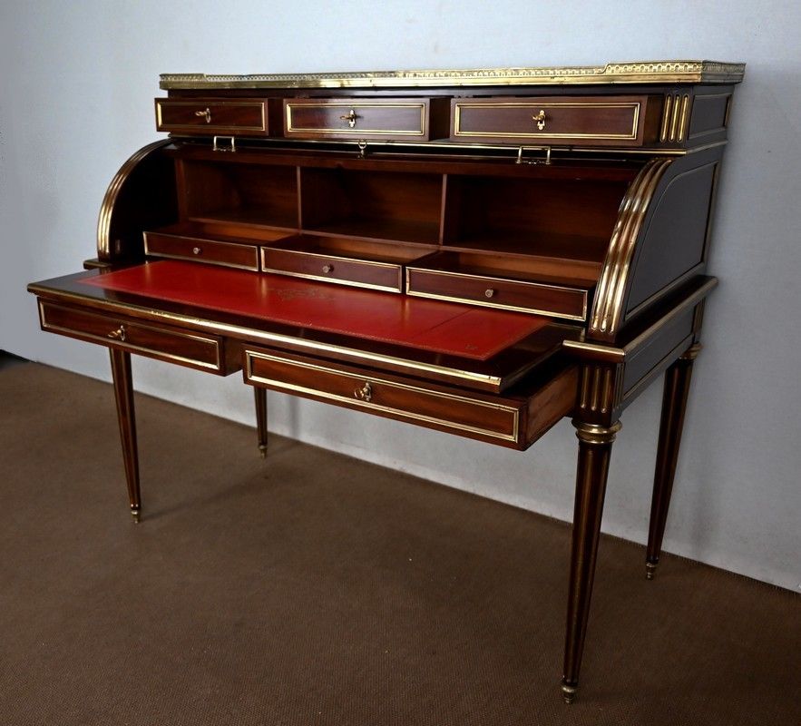 Important Cylinder Desk In Mahogany, Louis XVI Style, Napoleon III Period   2nd Half Of The 19th Century photo Furniture