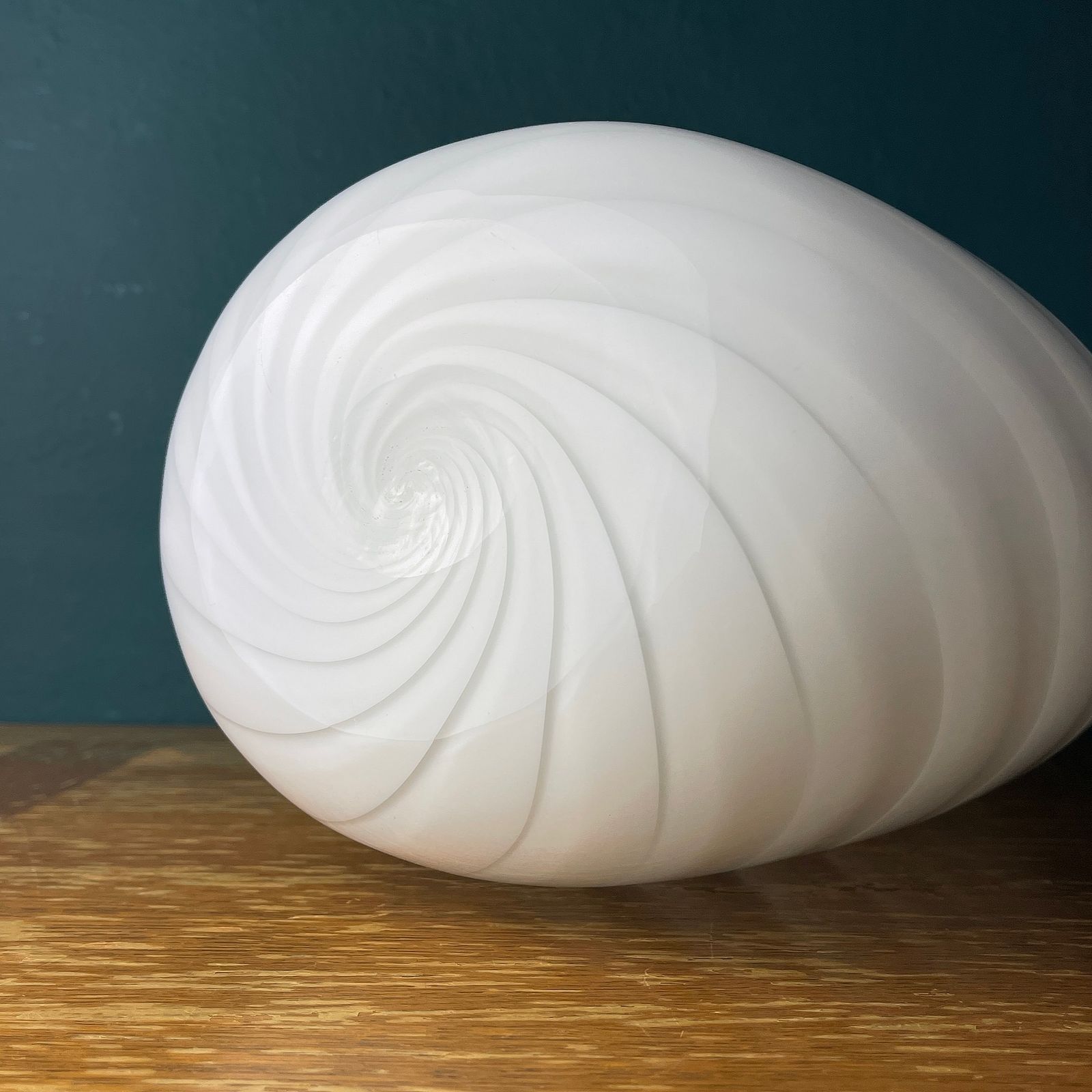 Home Decor White Swirl Murano Glass Vase Italy 1980s photo