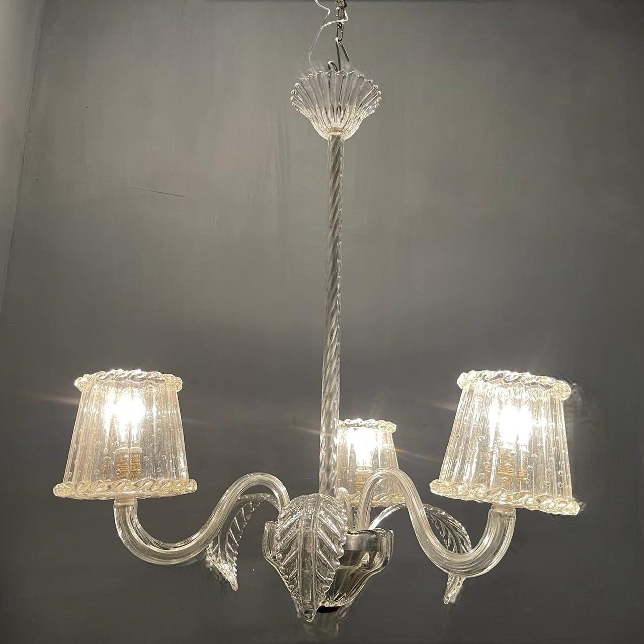 Venetian Murano Glass Chandelier 1940’s photo for sale