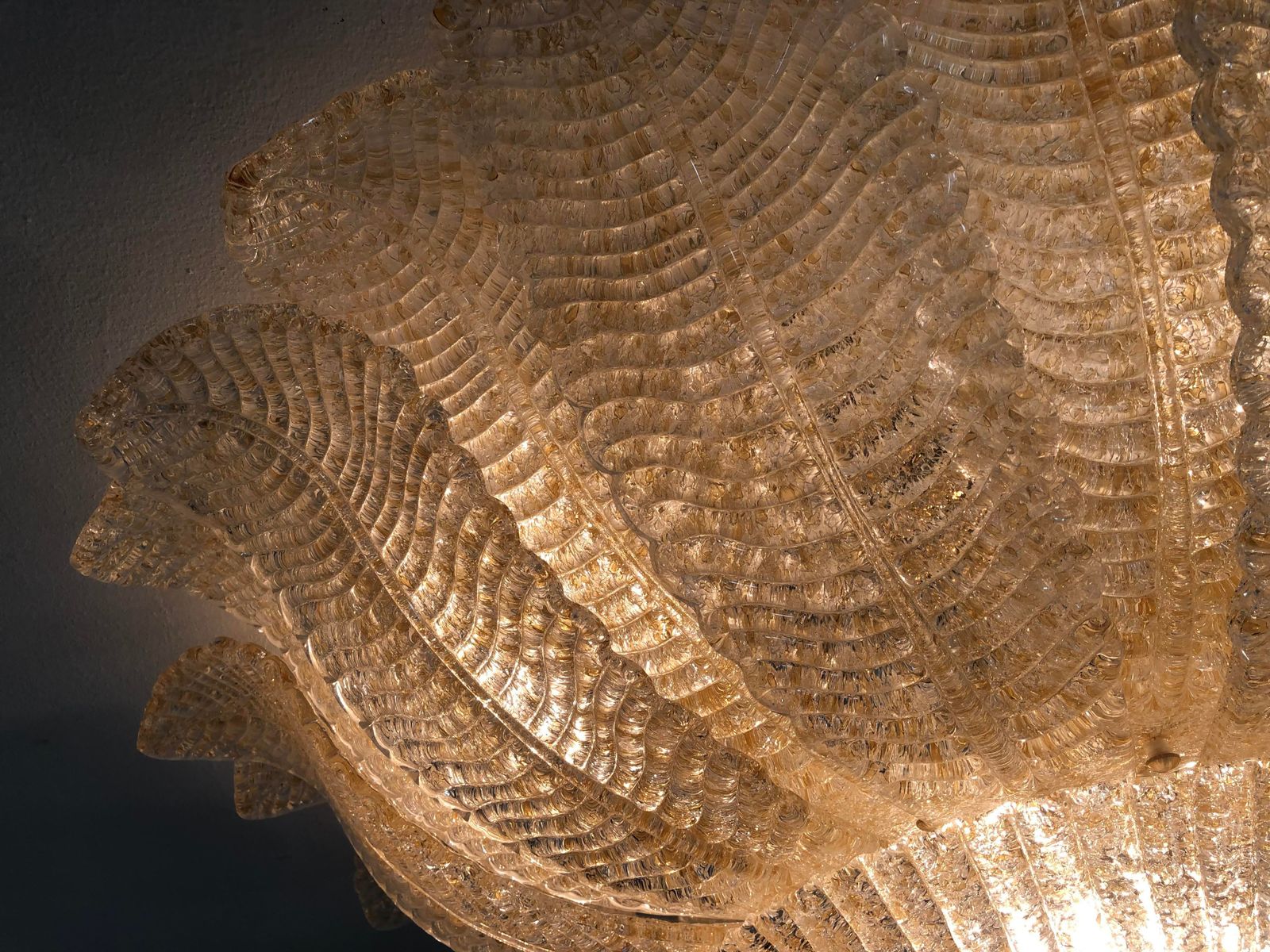 Impressive Murano Glass Sputnik Chandelier Flush Mount Like Mazzega Zuccheri Venini Barovier Style photo vinterior