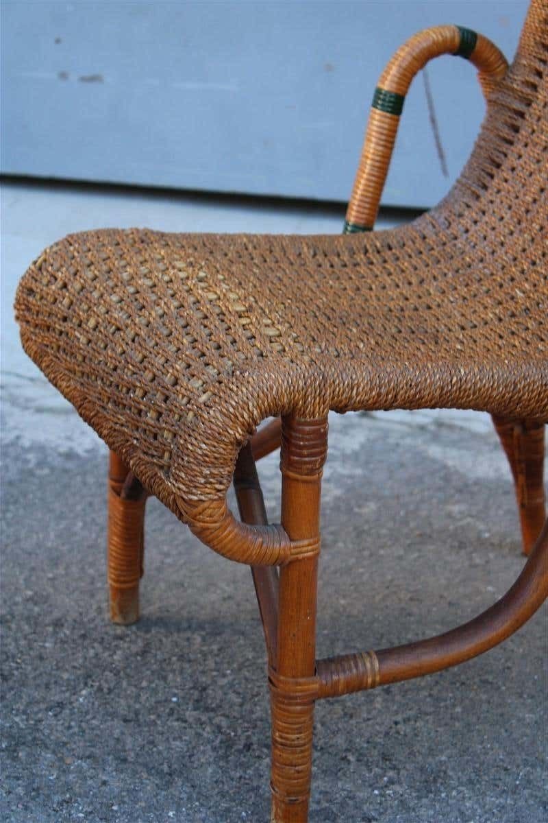 photo for sale Living Room Set In Bamboo And Straw Rope Italy 1950s Chairs With Table