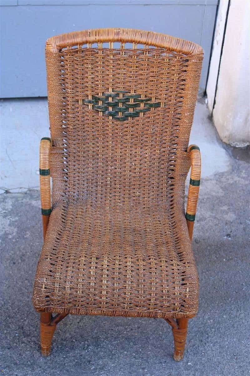 photo vintage Living Room Set In Bamboo And Straw Rope Italy 1950s Chairs With Table