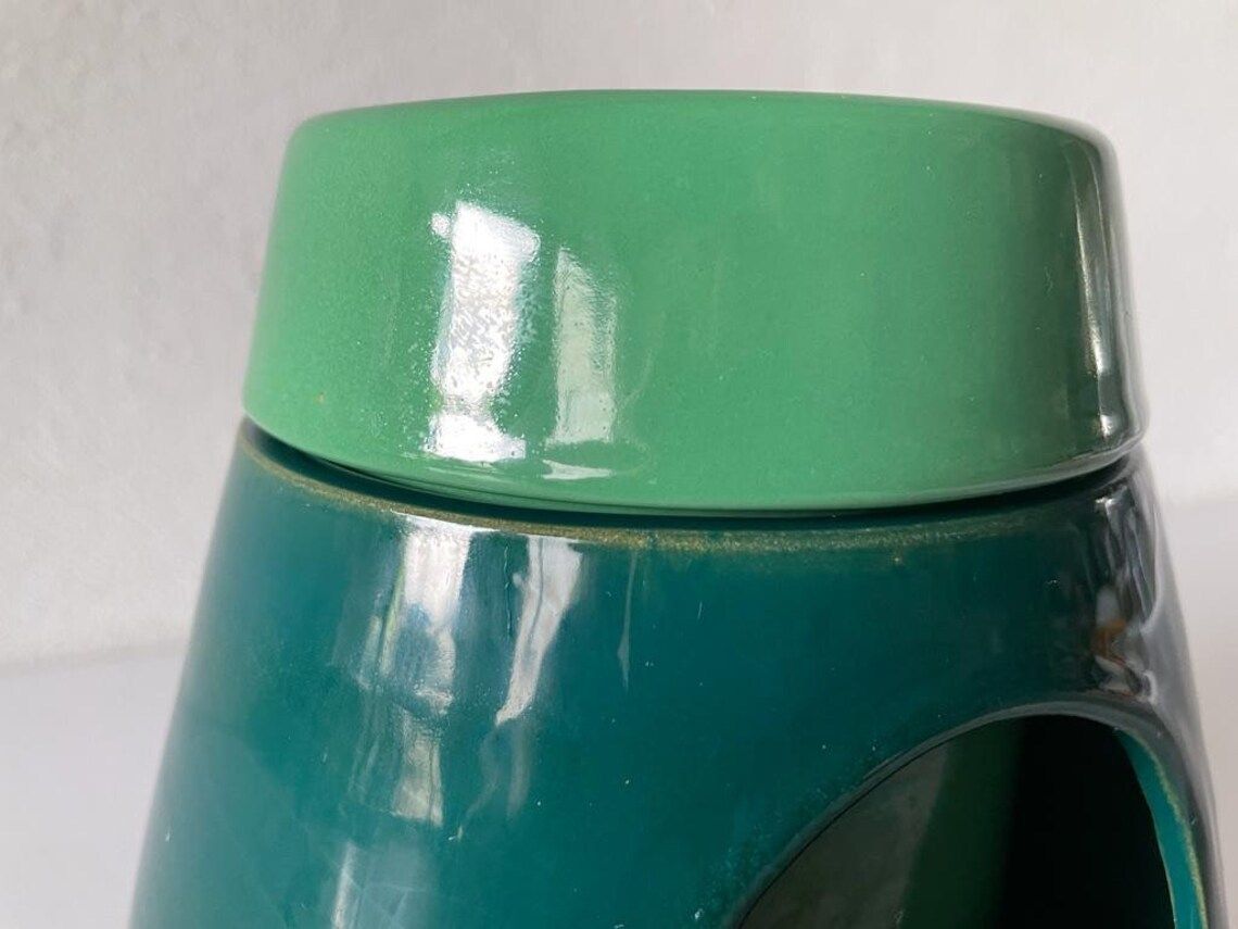 Very Rare Italian Mid Century Modern Green Ceramic Swivel Table Lamp, 1960s, Italy photo vinterior