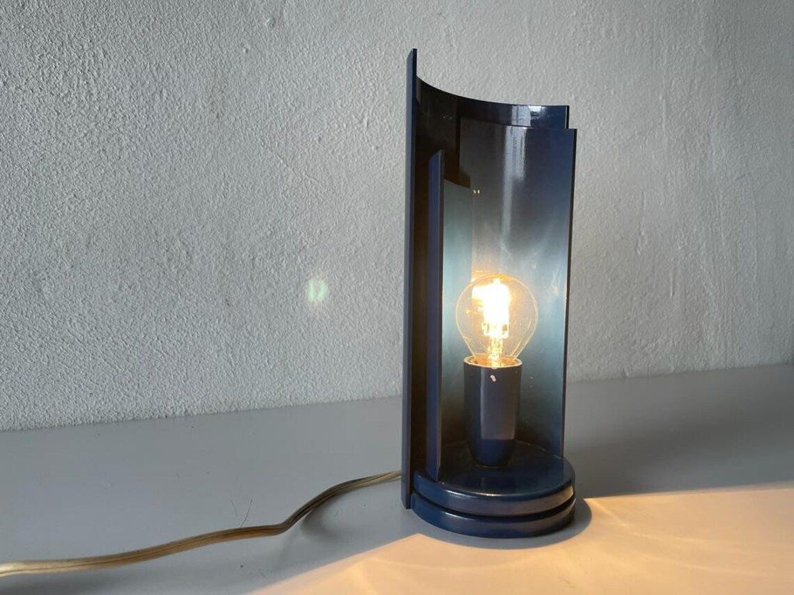 Rare Italian Mid Century Modern Dark Blue Swivel Table Lamp 1960s Italy